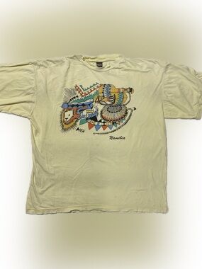 Ash Cream Graphic Namibia Lion Tee with Multicolor Tribal Print